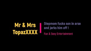 Stepmom Jerks Son Off – then removes dildo from his arse !